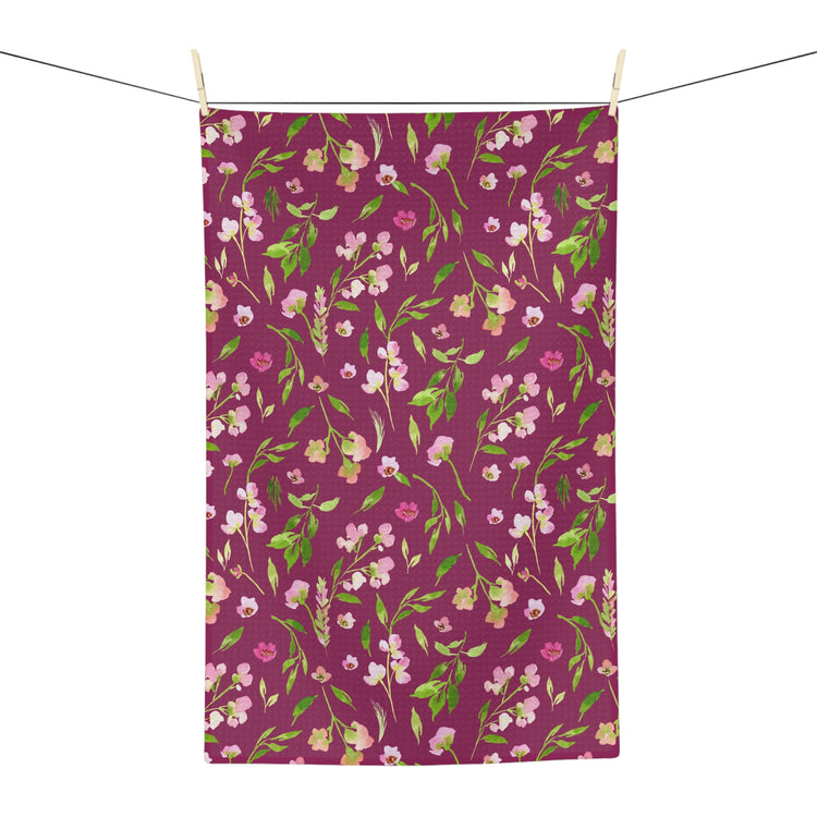 dainty florals: dark magenta tea towel 🛍️