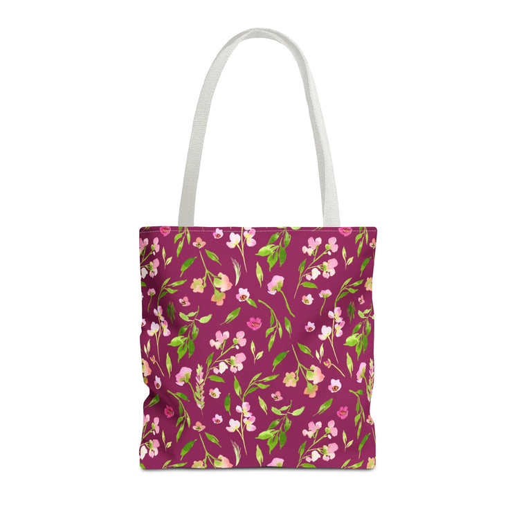 dainty florals: dark magenta tote bag 🛍️