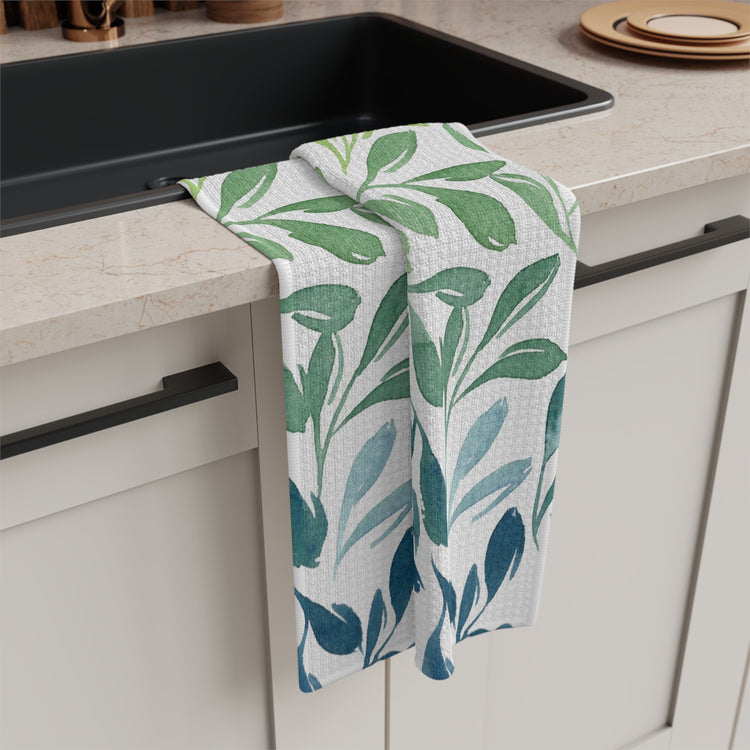 tea towel: watercolor leaves 🛍️