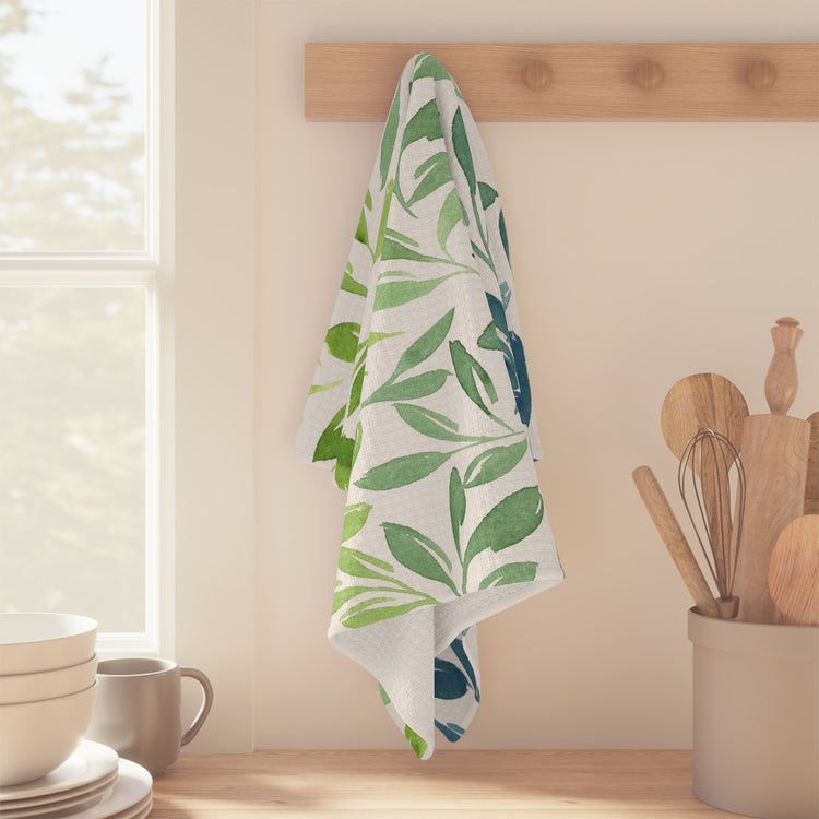 tea towel: watercolor leaves 🛍️
