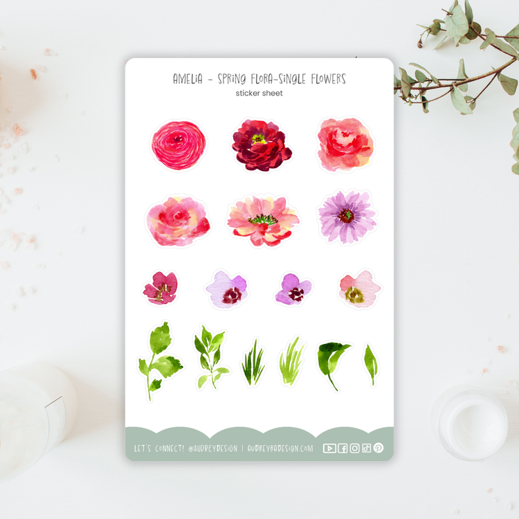 bright flowers sticker sheet