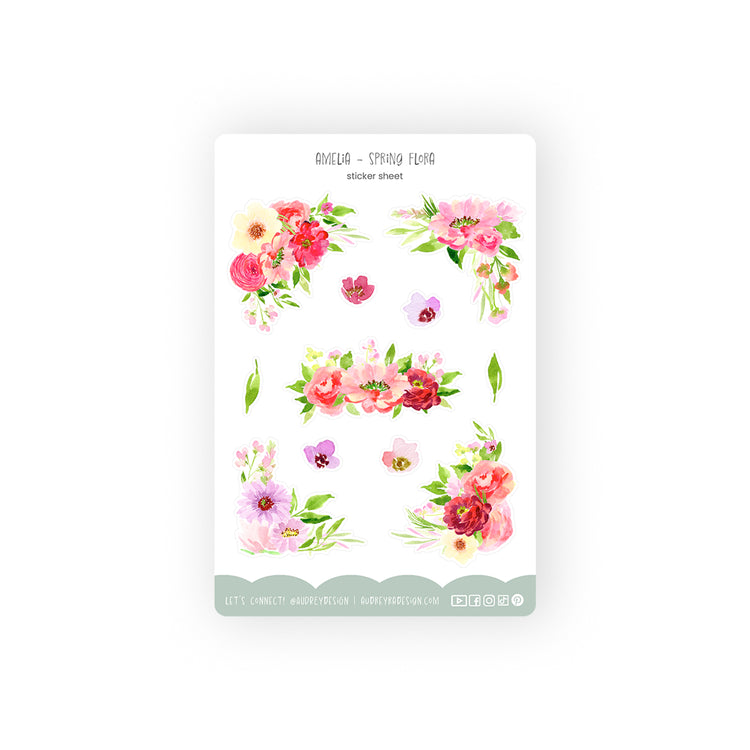 bright flower arrangements sticker sheet
