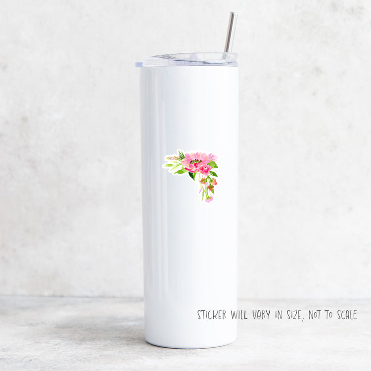 bright pink flowers corner arrangement sticker