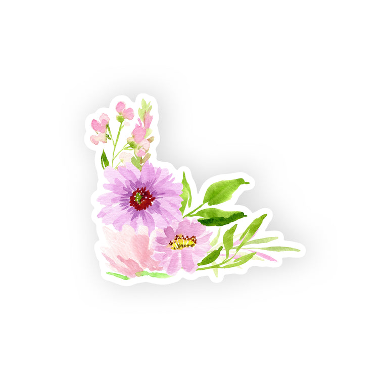 purple flowers corner arrangement sticker