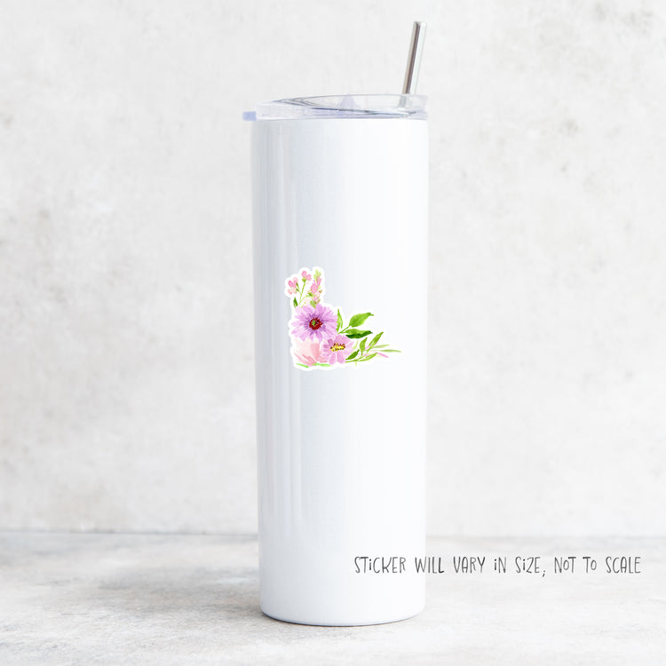 purple flowers corner arrangement sticker