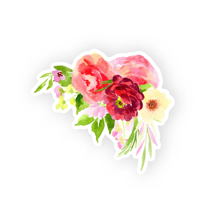 red flowers corner arrangement sticker