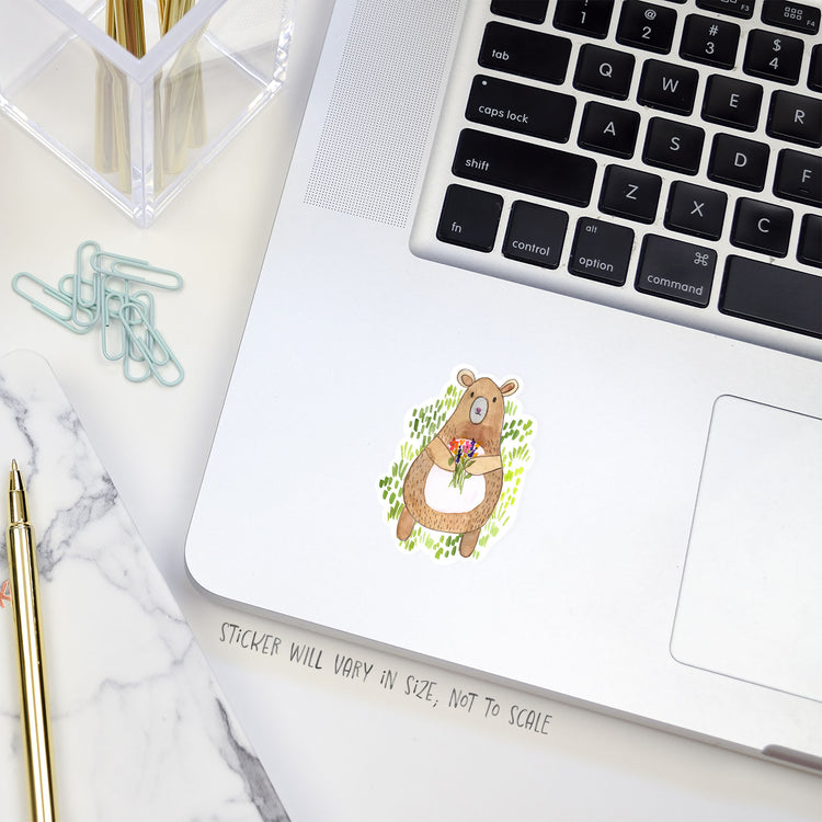 bear with bouquet sticker