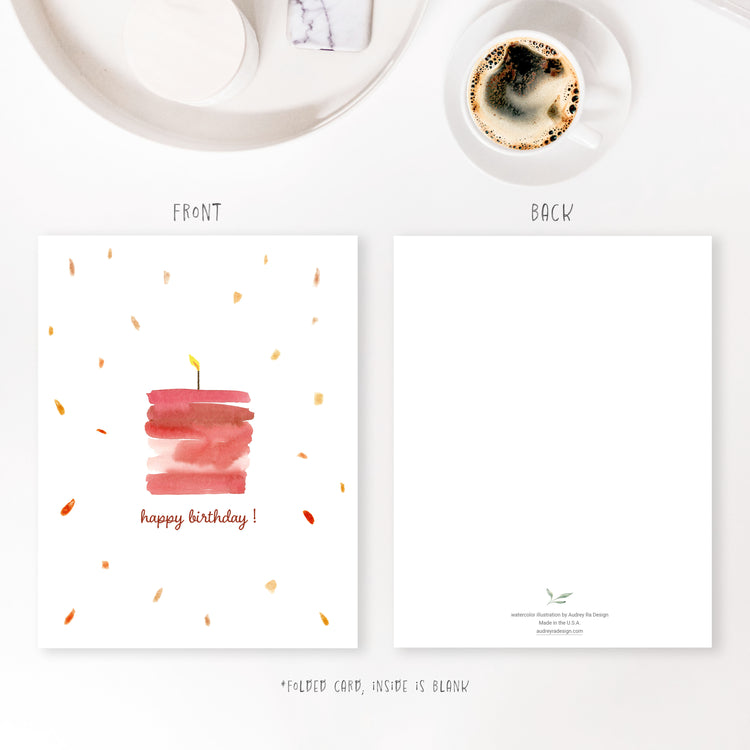 red velvet birthday cake greeting card