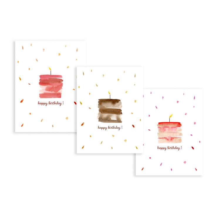 birthday cakes greeting card set