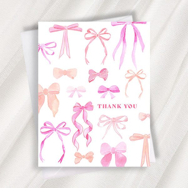 thank you ribbon bows greeting card