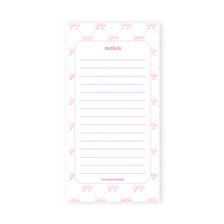 pink bows pattern notepad