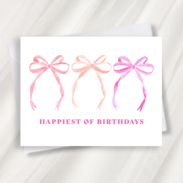 happiest of birthdays ribbon bows greeting card