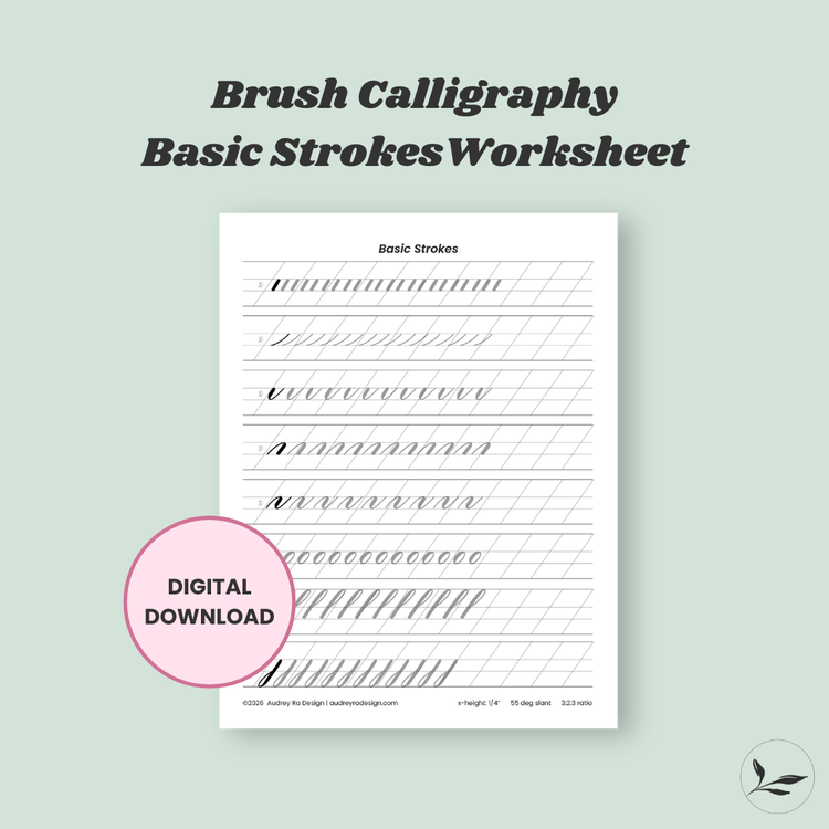 brush calligraphy - basic strokes worksheet
