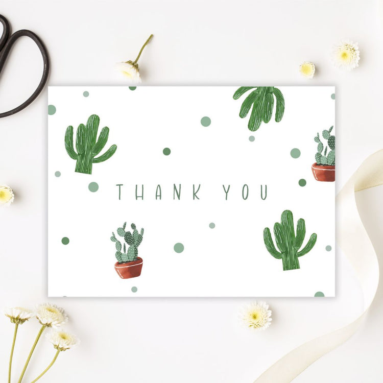 cacti pattern thank you greeting card