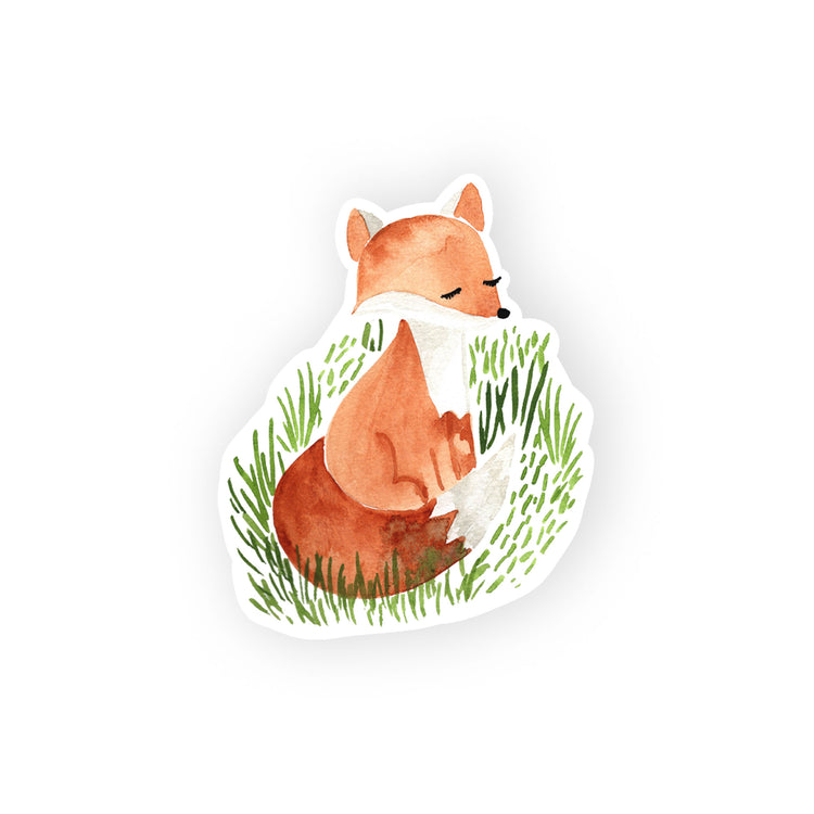 fox in meadow sticker