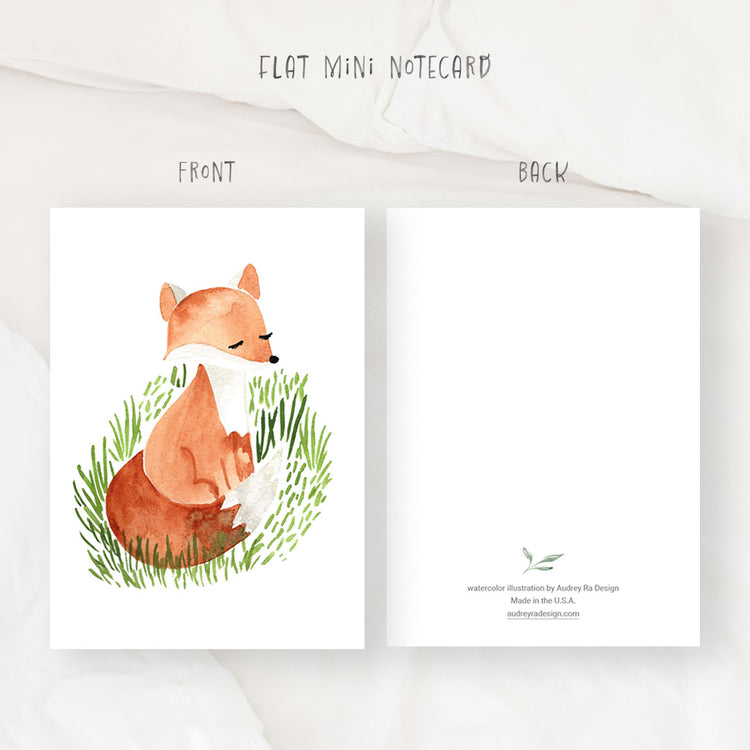 fox in meadow mini notecard