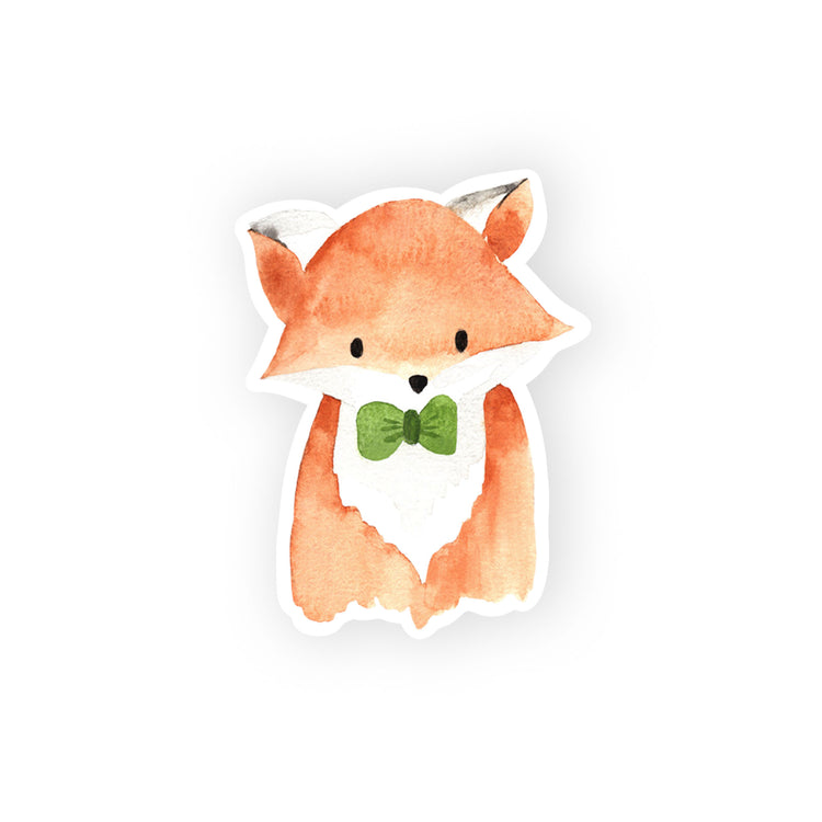 fox in green bow tie sticker