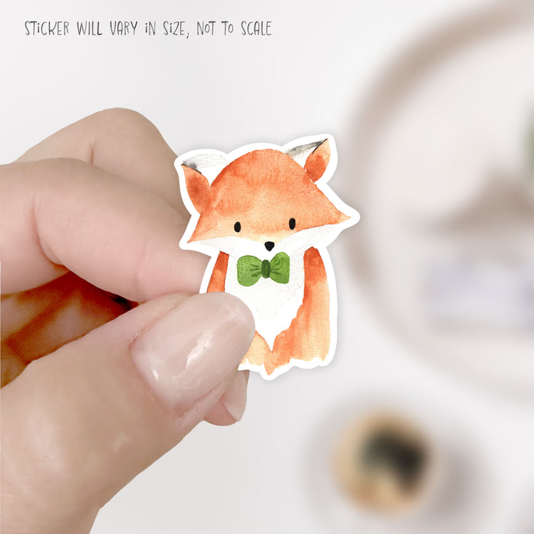 fox in green bow tie sticker