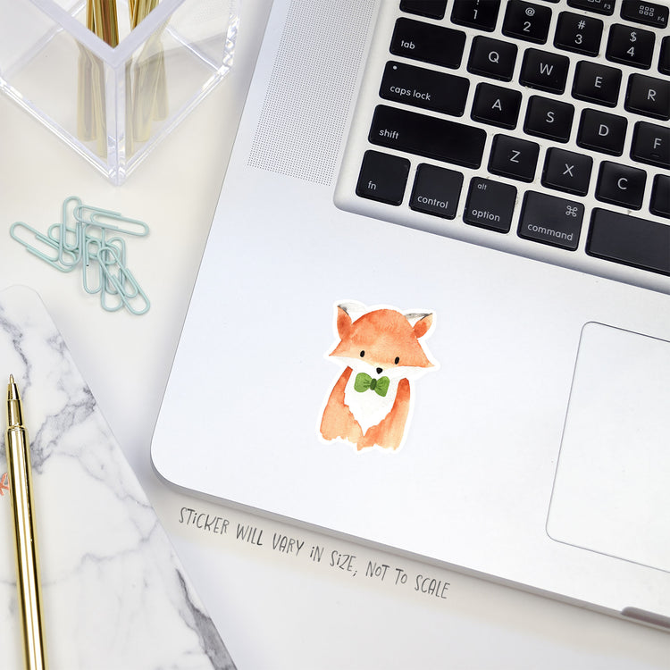 fox in green bow tie sticker