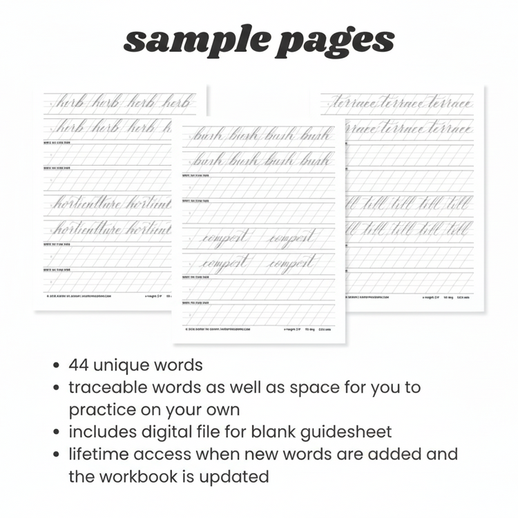 gardening words-brush calligraphy practice workbook
