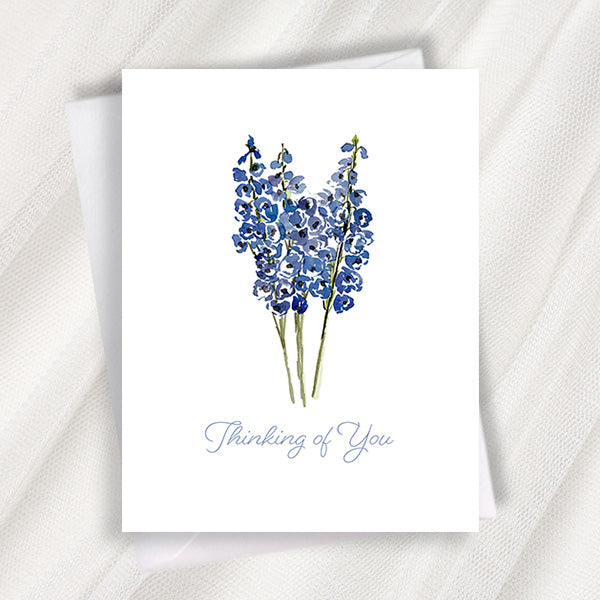 delphinium sympathy greeting card
