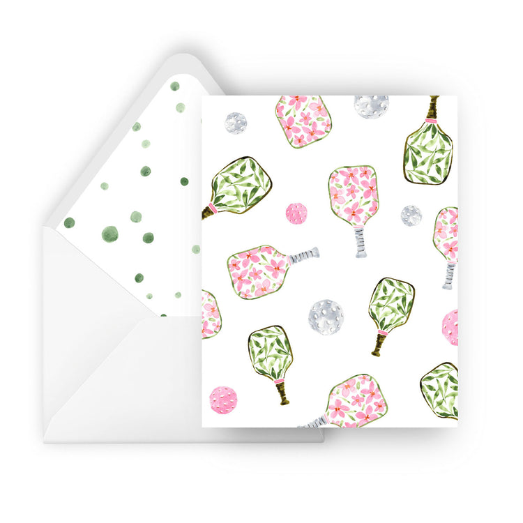 pickleball floral pattern greeting card