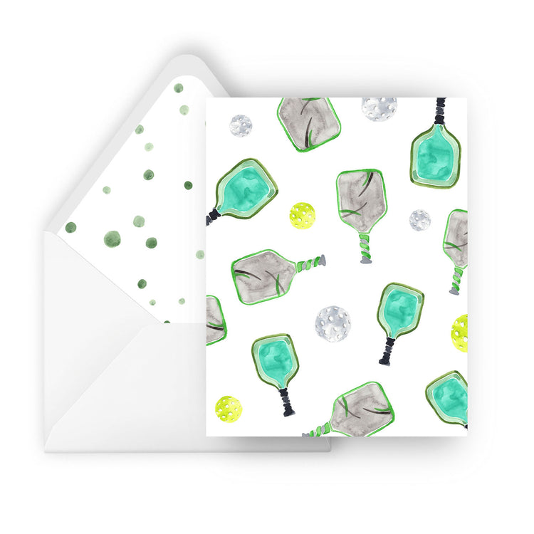 pickleball teal paddle pattern greeting card