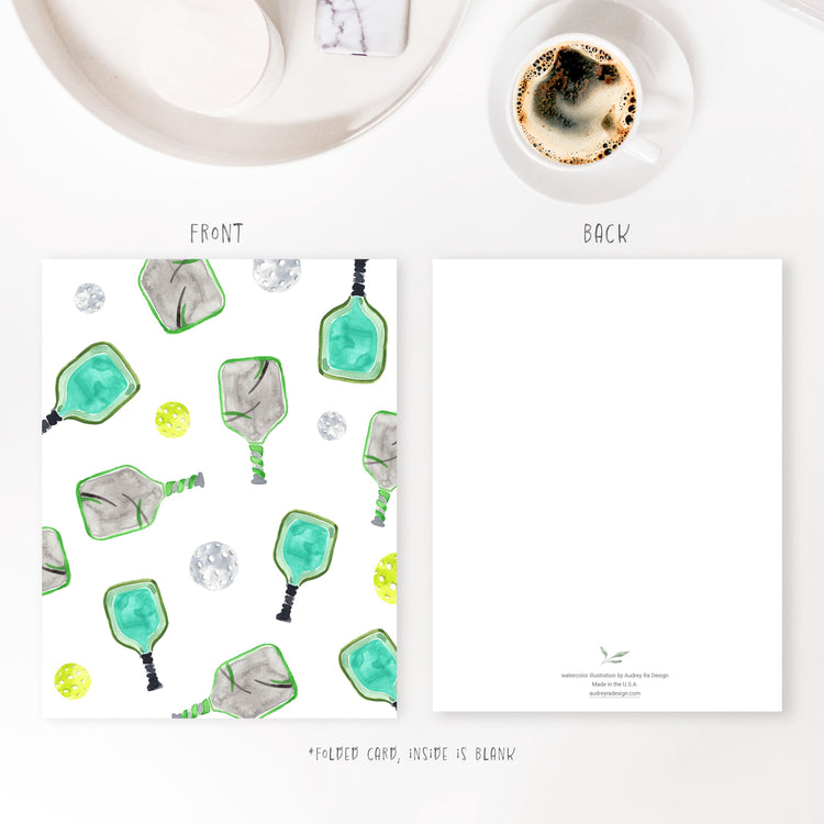 pickleball teal paddle pattern greeting card