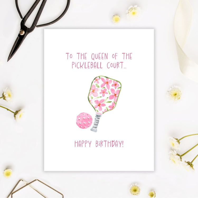 queen of pickleball court birthday-greeting card