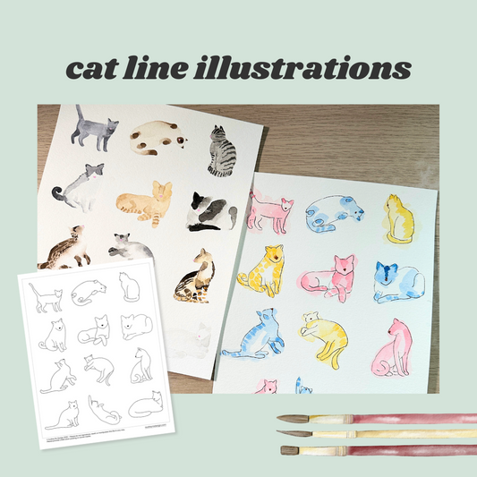 cat line illustrations
