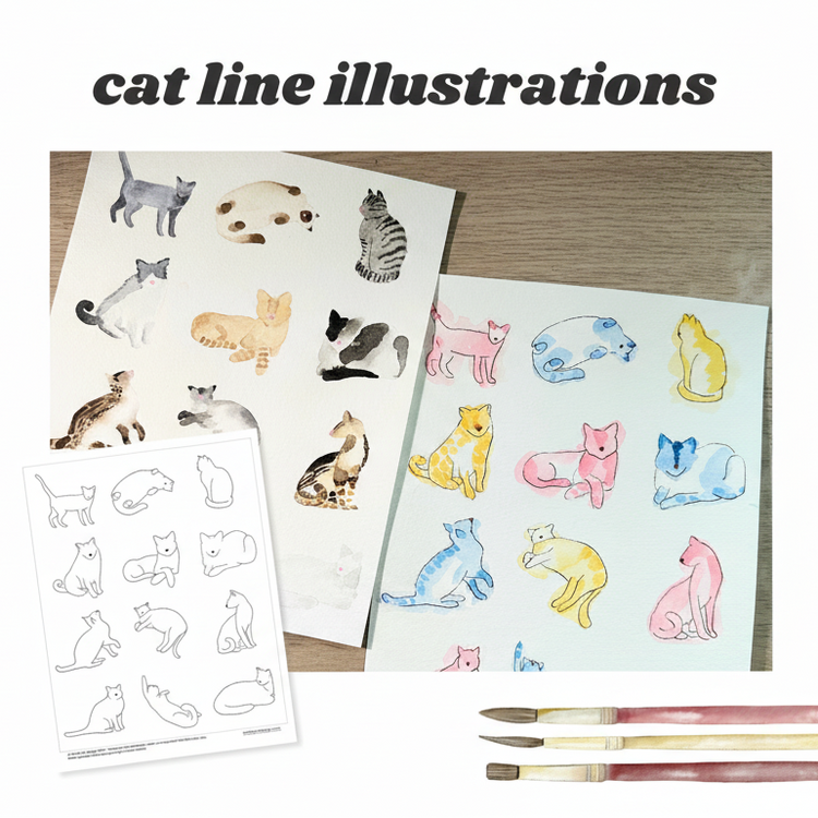 cat line illustrations