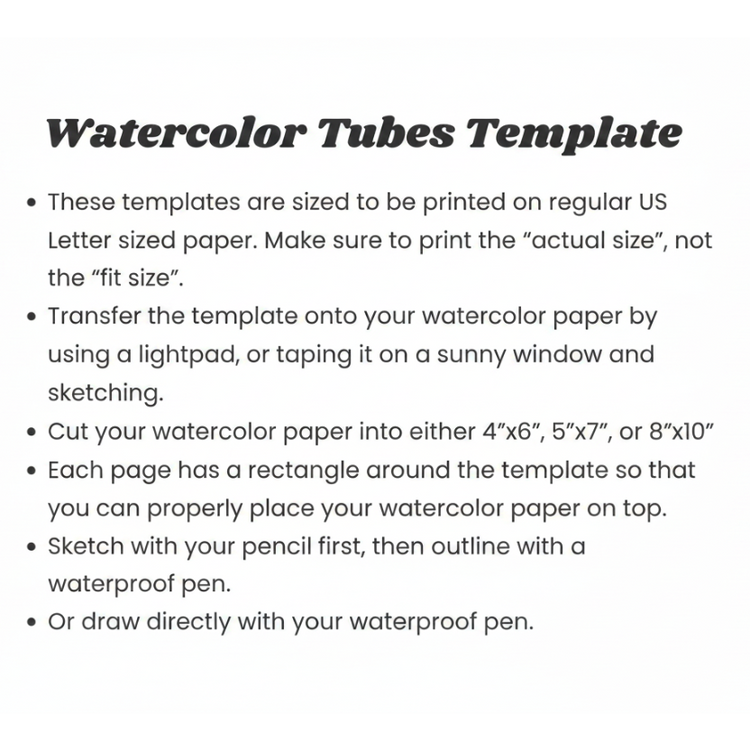 Watercolor Tubes Templates