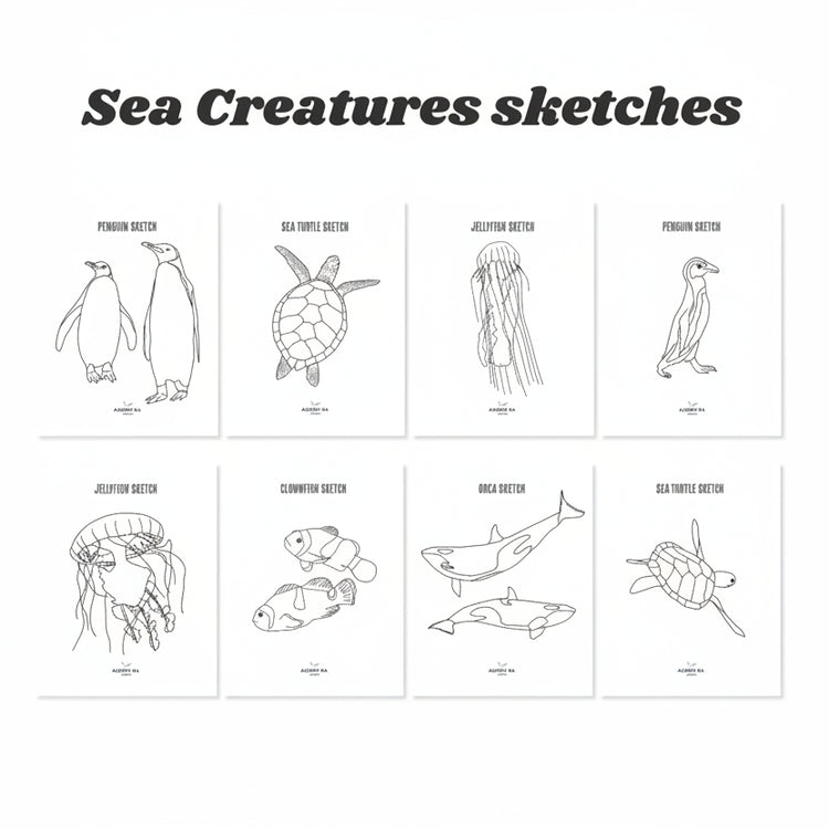 16 Sea Creatures Sketches