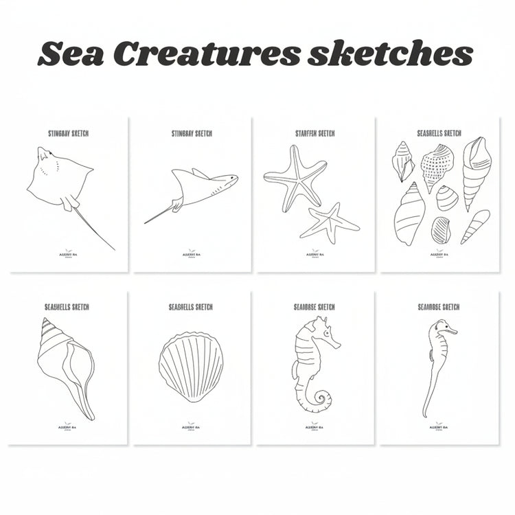 16 Sea Creatures Sketches