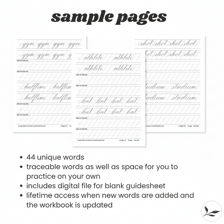sports words-brush calligraphy practice workbook