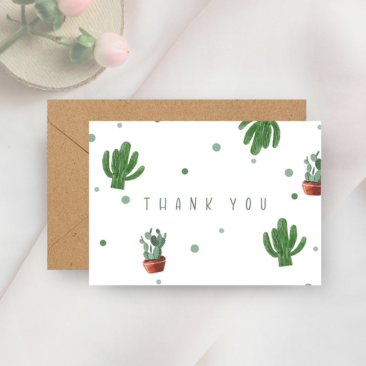 cactus thank you mini notecard