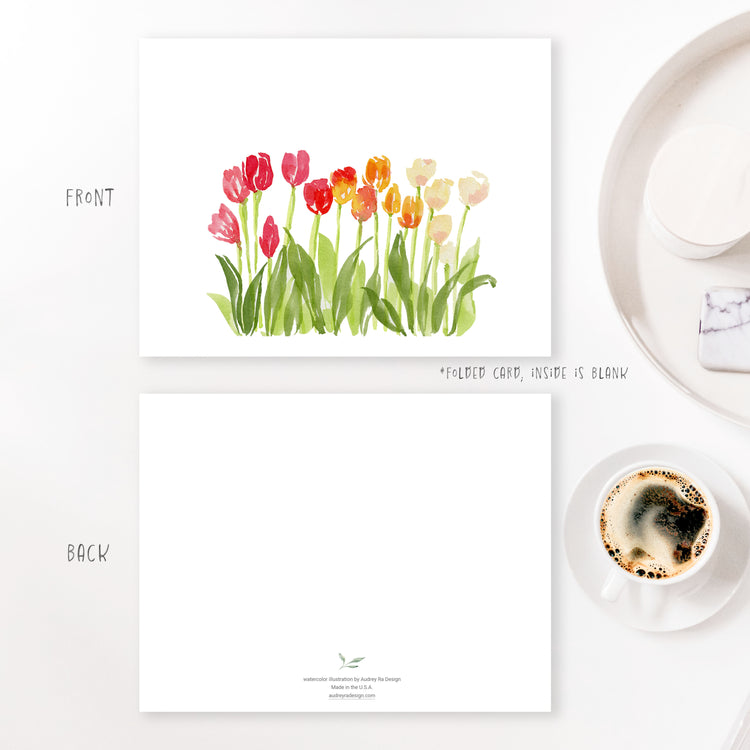 tulip field greeting card