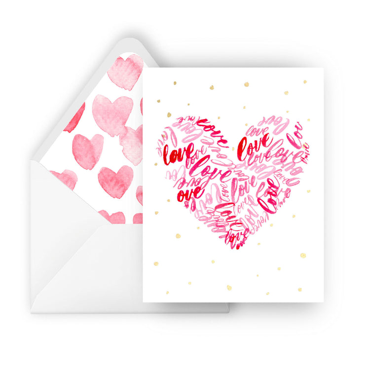 love love love in a heart greeting card