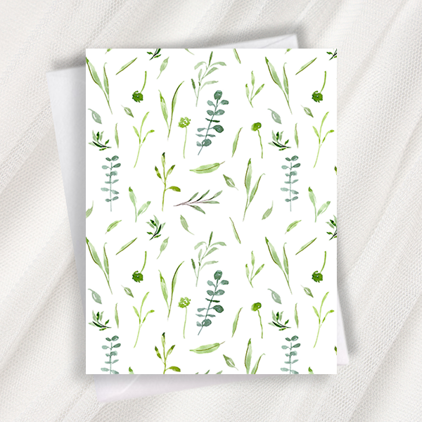 greenery wildflowers pattern greeting card