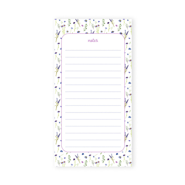 blue and violet wildflowers notepad