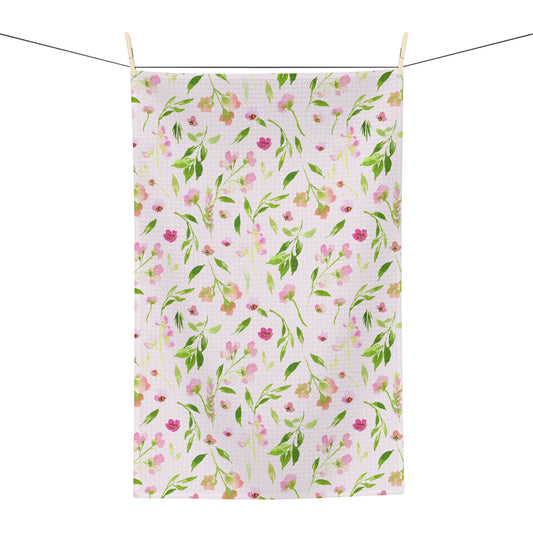 dainty florals: pink tea towel 🛍️