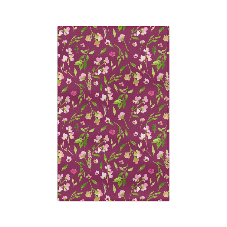 dainty florals: dark magenta tea towel 🛍️