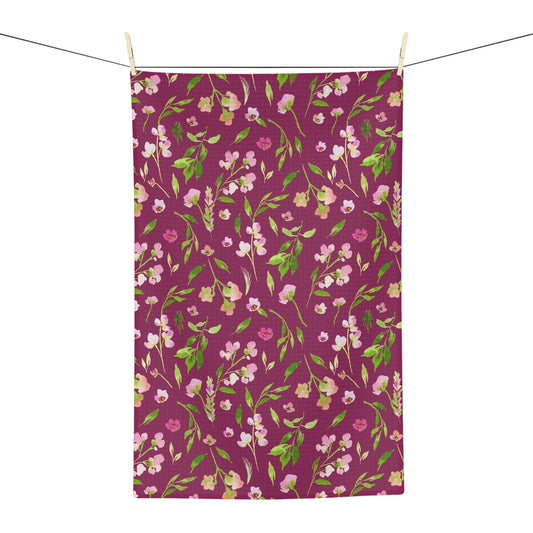 dainty florals: dark magenta tea towel 🛍️