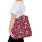 dainty florals: dark magenta tote bag 🛍️