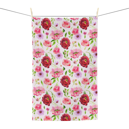 bright florals: pink tea towel 🛍️