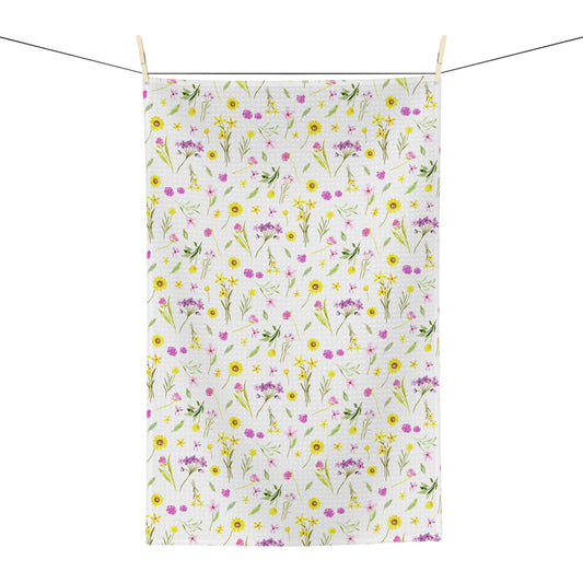 tea towel: pink and yellow wildflowers 🛍️