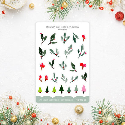 greenery & berries sticker sheet