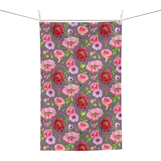 bright florals: mauve tea towel 🛍️