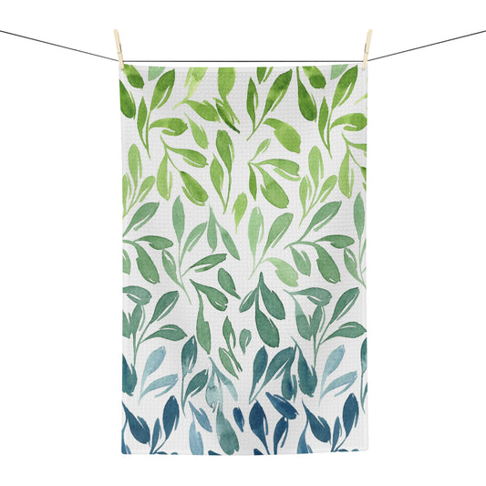 tea towel: watercolor leaves 🛍️