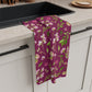 dainty florals: dark magenta tea towel 🛍️